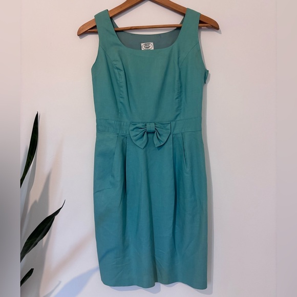 Laura Ashley Dresses & Skirts - Vintage Laura Ashley Light Teal Dress Linen/Cotton Blend